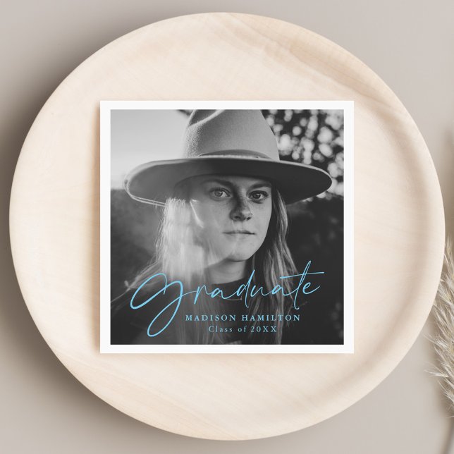 Servilleta De Papel Azul | Graduación de imágenes con guión elegante (Subido por el creador)