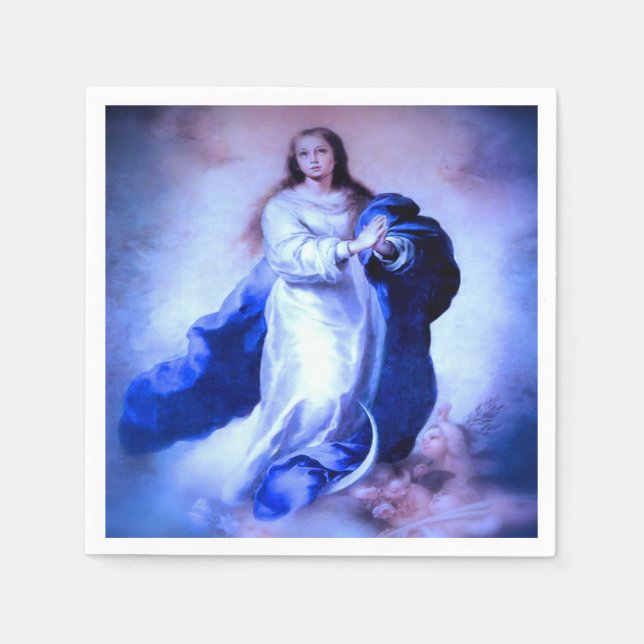 Servilleta De Papel Azul inmaculado de la concepción (Anverso)