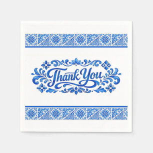 Servilleta De Papel Azul & Limone Romance Azul Baldosa Agradecimiento