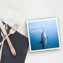 Servilleta De Papel Azul marino bajo el Boda costero delfín marino
