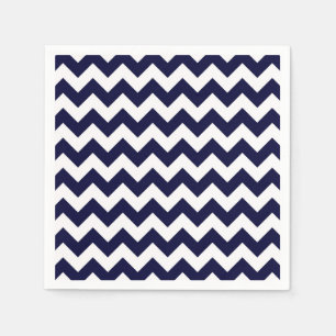Servilleta De Papel Azul Marino Blanco Patrón Chevron Zig-Zag