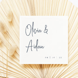 Servilleta De Papel Azul marino | Boda de escritura manuscrita moderna