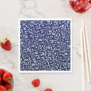 Servilleta De Papel Azul Marino Cobalto Azul Blanco Notas de Música Ba