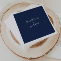 Azul marino Minimalista clásico | Boda plateado