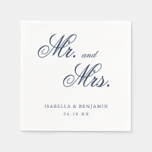 Servilleta De Papel Azul Marino Tradicional Formal Elegante Boda