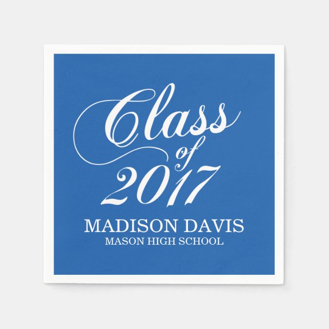 Servilleta De Papel Azul moderno | Napkins de Graduación (Anverso)