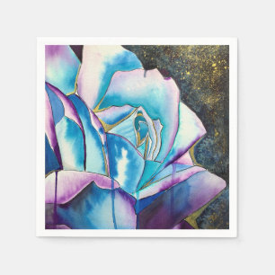 Servilleta De Papel Azul morado gótico acuarela arte rosa