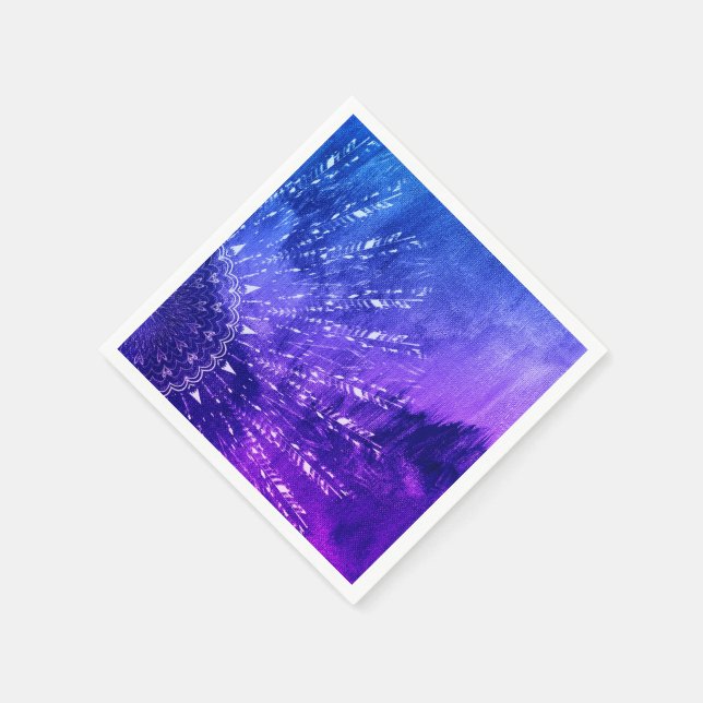 Servilleta De Papel Azul morado Mandala nubes Boho Bohemian (Borde)