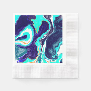 Servilleta De Papel Azul océano Verde azulado Swift Marble Fluid Art