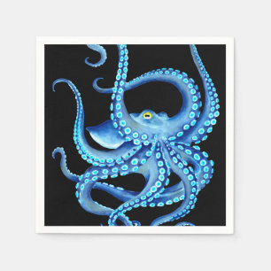 Servilleta De Papel Azul Octopus Black