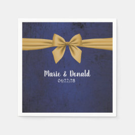 Servilleta De Papel Azul oscuro con arco de oro