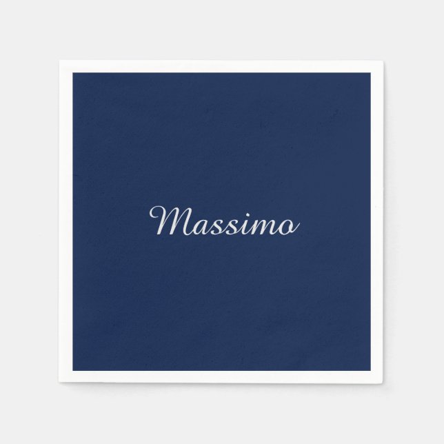 Servilleta De Papel Azul oscuro elegante casual propio nombre escritur (Anverso)