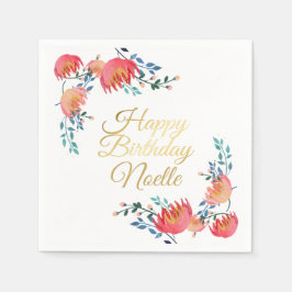 Servilleta De Papel Azul oscuro, elegante, flores caprichosas, acento 