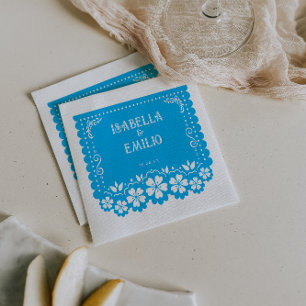Servilleta De Papel Azul Papel Picado Mexicano para Boda