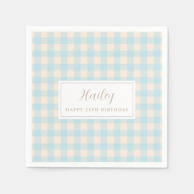 Servilleta de papel azul pastel simple clásico ele (Anverso)