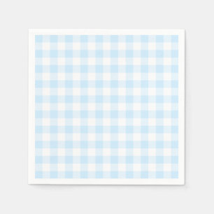 Servilleta De Papel Azul Pastel y Gingham Blanco