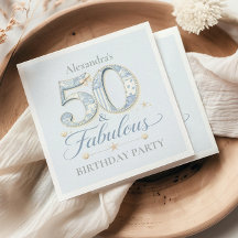 Azul Polvoriento Elegante 50 y Cumpleaños Fabuloso
