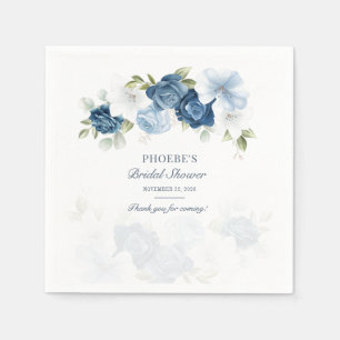 Servilleta De Papel Azul Polvoriento Floral Flor Eucalipto Suculenta