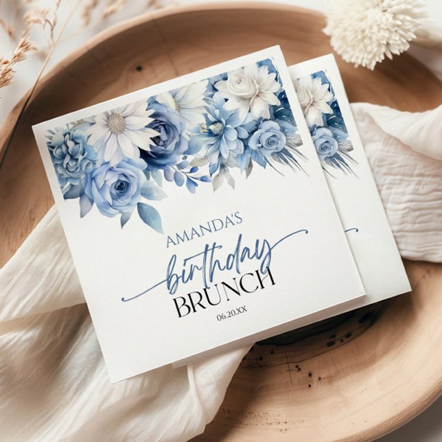 Servilleta De Papel Azul Polvoriento Floral Flores Cumpleaños Brunch F (Subido por el creador)
