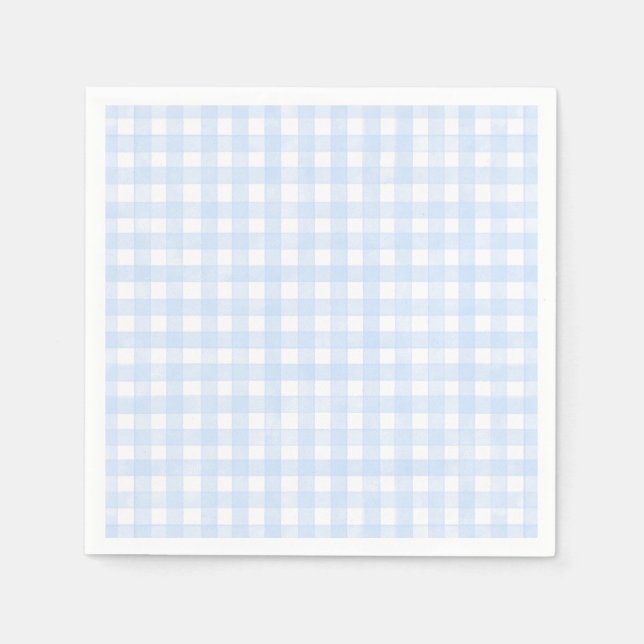 Servilleta De Papel Azul Polvoriento Gingham Clásico (Anverso)