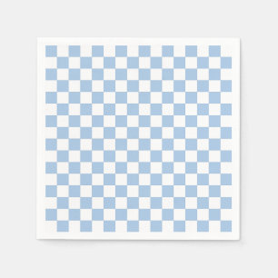 Servilleta De Papel Azul Polvoriento y Cuadros Blancos
