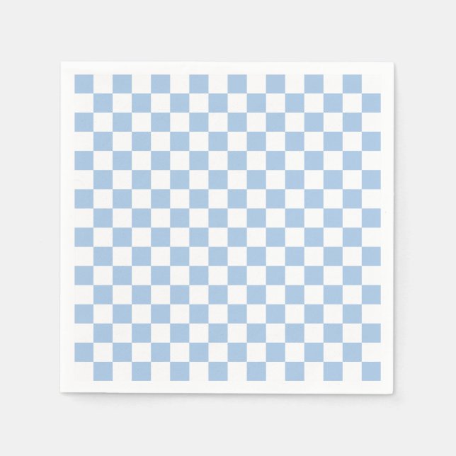 Servilleta De Papel Azul Polvoriento y Cuadros Blancos (Anverso)