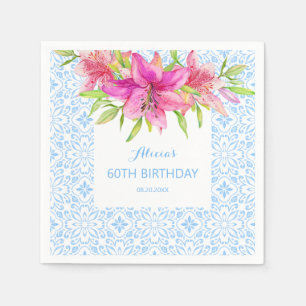 Servilleta De Papel Azul Portugués Azulejo Tiles Lily Cumpleaños