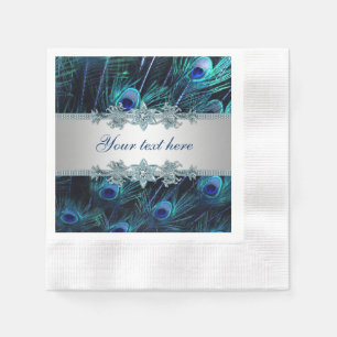 Servilleta De Papel Azul Real Pavo Real Plateado