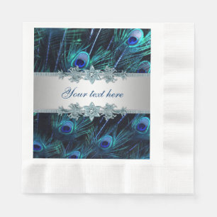 Servilleta De Papel Azul Real Pavo Real Plateado