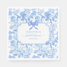 Azul Rosas Florales Blancas Chinoiserie Despedida