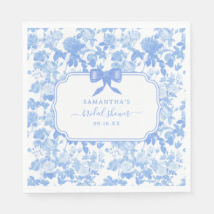 Servilleta De Papel Azul Rosas Florales Blancas Chinoiserie Despedida 