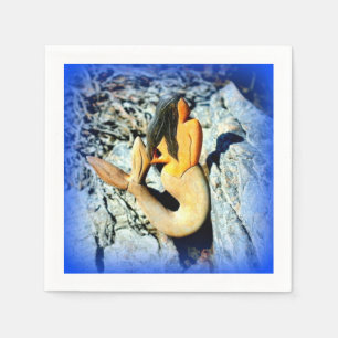 Servilleta De Papel azul sirena de pelo negro