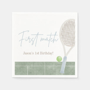 Servilleta De Papel Azul Tenis Cumpleaños Uno Niño Prep Clásico