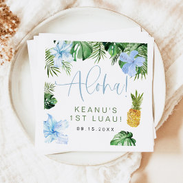 Servilleta De Papel Azul tropical LALANI Hibiscus Luau Primer cumpleañ