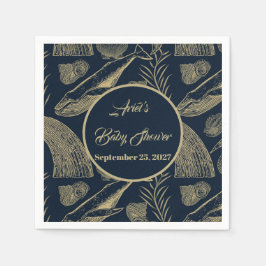 Servilleta De Papel Azul vintage de ballena náutica