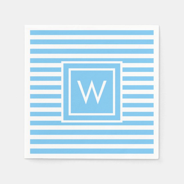 Servilleta De Papel Azul y franja blanca del bebé personalizado (Anverso)