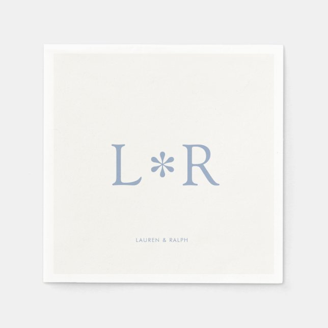 Servilleta De Papel Azul y marfil agitados | Moderno y elegante (Anverso)