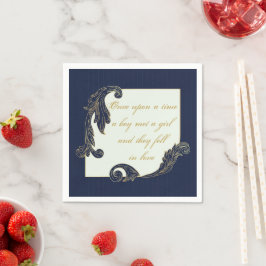 Servilleta De Papel Azul y oro