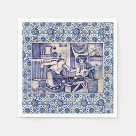 Servilleta De Papel Azulejo Blue Tile Cocktail Napkins