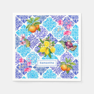 Servilleta De Papel Azulejo de Citrus Siciliano Azul Vibrante