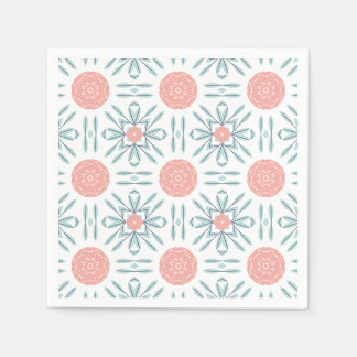 Servilleta De Papel Azulejo Geométrico Floral Acuático Coral Decoupage