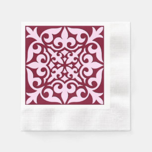 Servilleta De Papel Azulejo marroquí - burgundy y rosa
