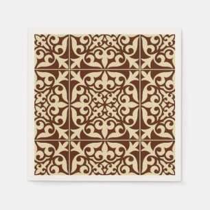 Servilleta De Papel Azulejo marroquí - marrón chocolate y beige