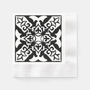 Servilleta De Papel Azulejo marroquí - negro con fondo blanco