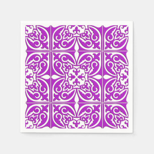 Servilleta De Papel Azulejo marroquí - violeta púrpura y blanco