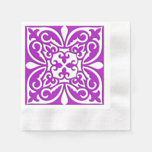 Servilleta De Papel Azulejo marroquí - violeta púrpura y blanco