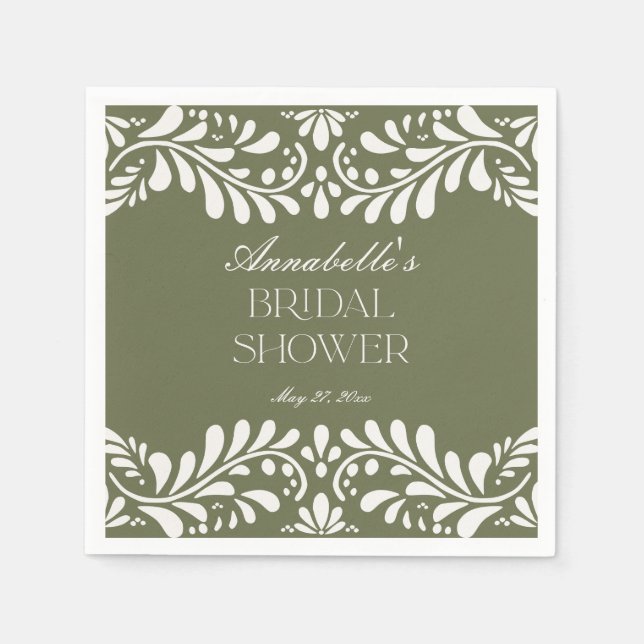 Servilleta De Papel Azulejo Verde Talavera Fiesta Española Despedida d (Anverso)