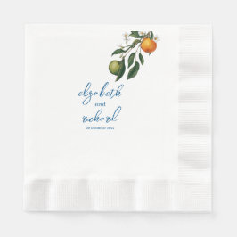 Servilleta De Papel Azulejos azules de limón mediterráneos modernos pa