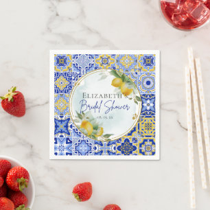 Servilleta De Papel Azulejos Azules Griegos Italianos Limones Despedid
