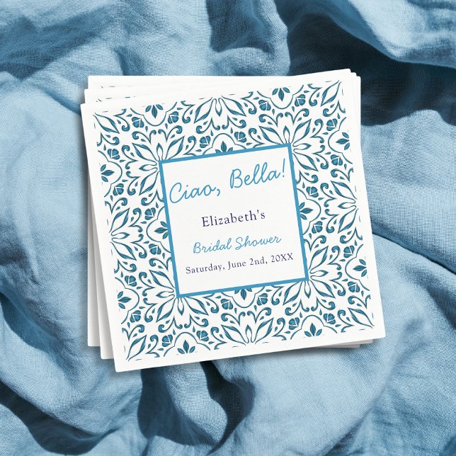 Servilleta De Papel Azulejos azules italianos ducha de novia Ciao Bell (Subido por el creador)